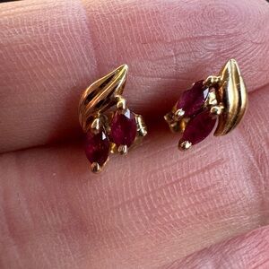 14k Yellow Gold Ruby Stud Earrings